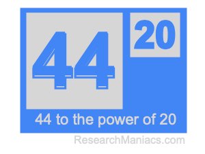 44 to the power of 20