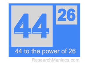 44 to the power of 26