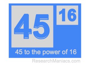 45 to the power of 16