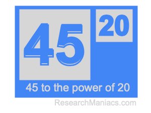 45 to the power of 20