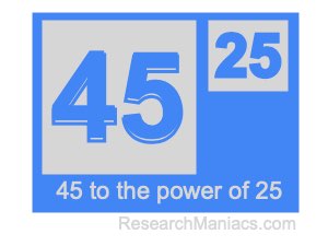 45 to the power of 25
