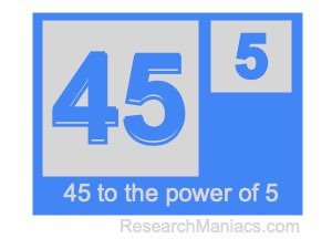 45 to the power of 5