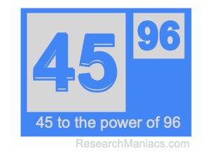 45 to the power of 96