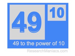 49 to the power of 10