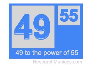 49 to the power of 55