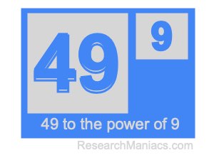 49 to the power of 9