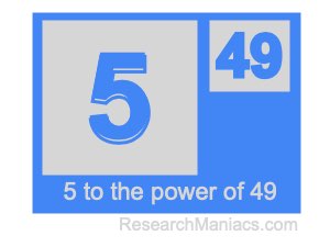 5 to the power of 49
