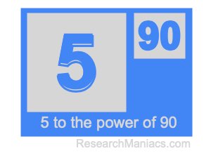 5 to the power of 90