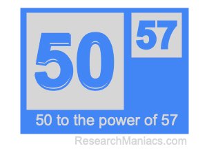 50 to the power of 57
