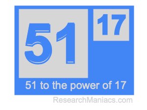 51 to the power of 17