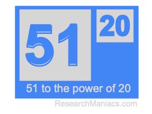 51 to the power of 20