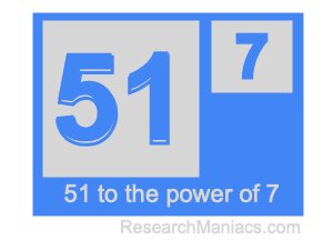 51 to the power of 7