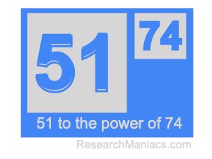 51 to the power of 74
