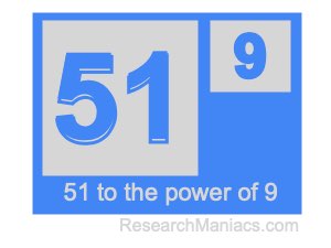 51 to the power of 9