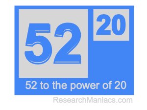 52 to the power of 20