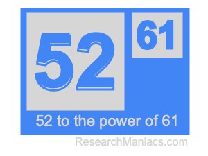52 to the power of 61