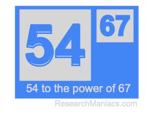54 to the power of 67