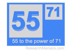 55 to the power of 71