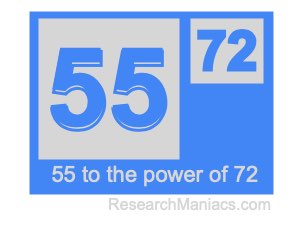 55 to the power of 72