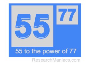 55 to the power of 77