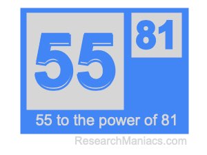 55 to the power of 81