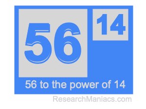 56 to the power of 14