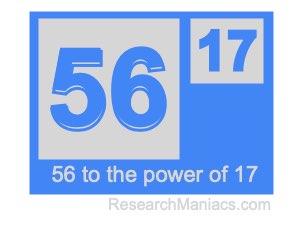 56 to the power of 17