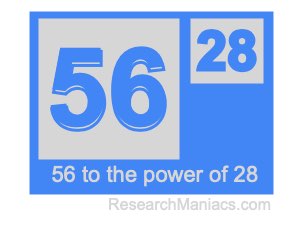 56 to the power of 28