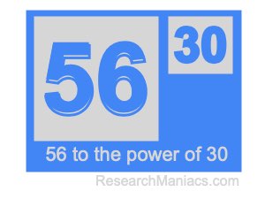 56 to the power of 30