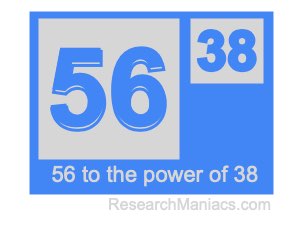 56 to the power of 38