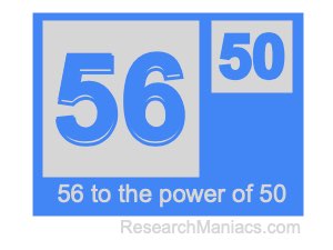 56 to the power of 50