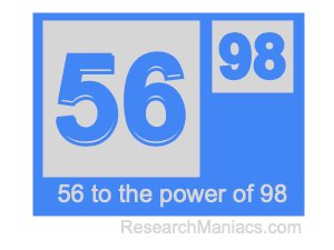 56 to the power of 98