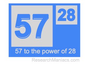 57 to the power of 28