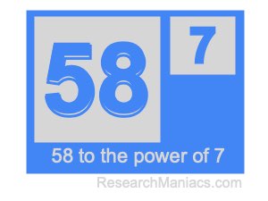 58 to the power of 7