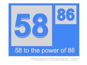 58 to the power of 86