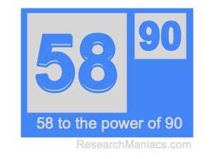 58 to the power of 90