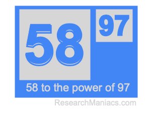 58 to the power of 97