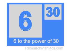 6 to the power of 30