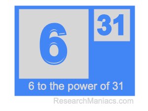 6 to the power of 31