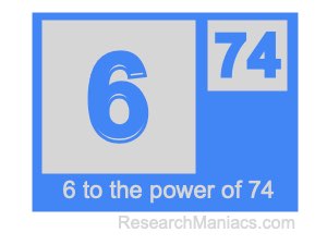 6 to the power of 74