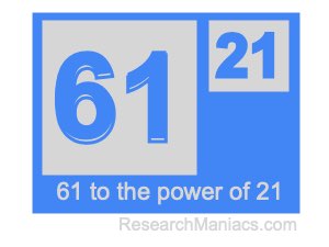 61 to the power of 21