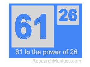61 to the power of 26