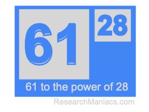 61 to the power of 28