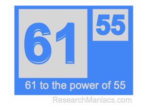61 to the power of 55