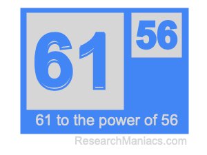 61 to the power of 56