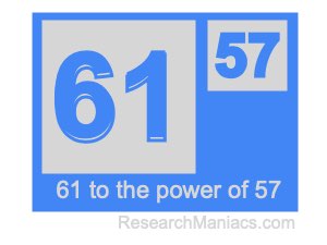 61 to the power of 57