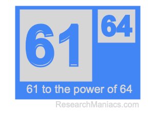 61 to the power of 64