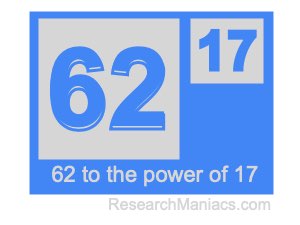 62 to the power of 17