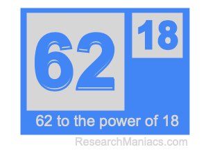 62 to the power of 18