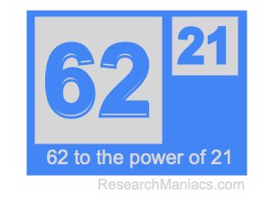 62 to the power of 21